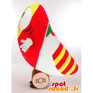 Hit-kun maskot, gul og rød snemand, på hjul - Spotsound maskot