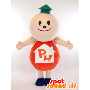 Power-kun mascot, round man with a house on the head - MASFR27314 - Yuru-Chara Japanese mascots