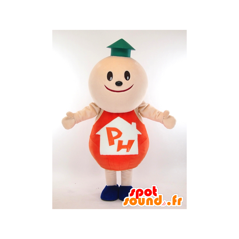 Power-kun mascot, round man with a house on the head - MASFR27314 - Yuru-Chara Japanese mascots