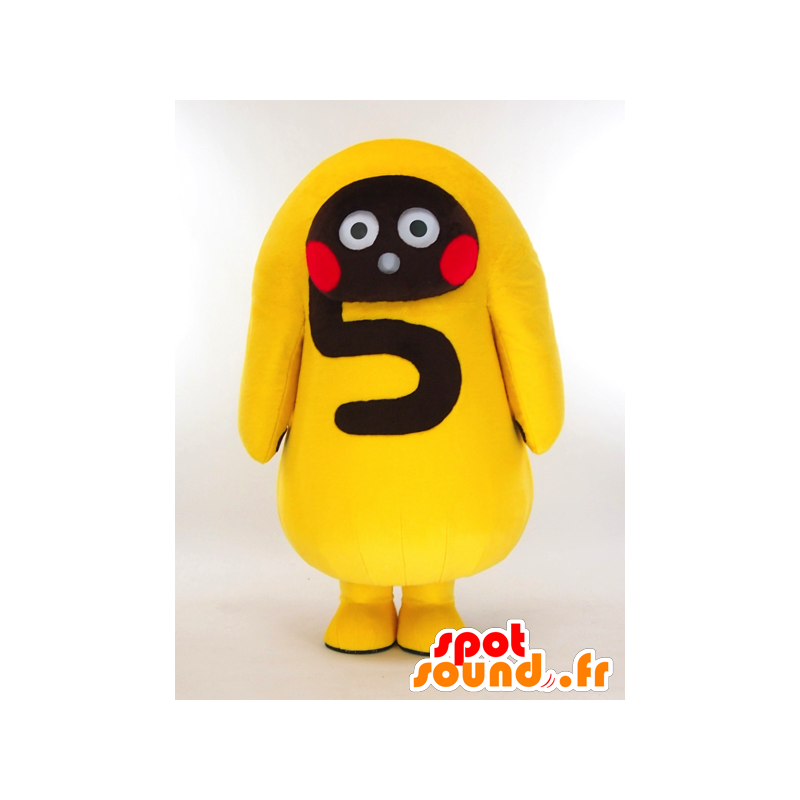 Mascotte de Terebiwakayama, bonhomme jaune avec le chiffre 5 - MASFR27315 - Mascottes Yuru-Chara Japonaises