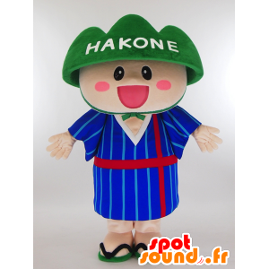 Hakojiro maskot, oblečený v modré chlapa se sluchátky na uších - MASFR27318 - Yuru-Chara japonské Maskoti