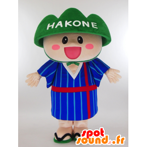 Hakojiro μασκότ, ντυμένοι με μπλε άνθρωπος με τα ακουστικά - MASFR27318 - Yuru-Χαρά ιαπωνική Μασκότ