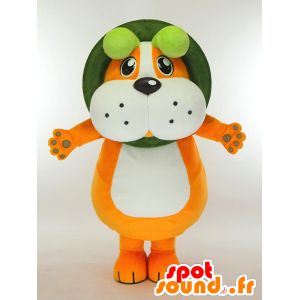 Mascotte de Zhi Noda ChaTaro, chien orange et blanc avec un bol - MASFR27319 - Mascottes Yuru-Chara Japonaises