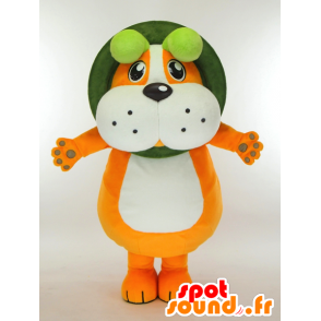 Mascotte de Zhi Noda ChaTaro, chien orange et blanc avec un bol - MASFR27319 - Mascottes Yuru-Chara Japonaises