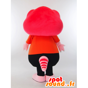 Mascotte de Toirex9, dinosaure rose habillé en orange et noir - MASFR27321 - Mascottes Yuru-Chara Japonaises