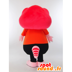Toirex9 mascotte, dinosauro rosa vestita di arancione e nero - MASFR27321 - Yuru-Chara mascotte giapponese