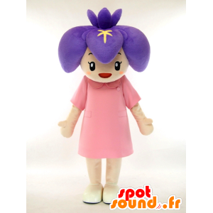 Menina com mascote flor roxa na cabeça - MASFR27322 - Yuru-Chara Mascotes japoneses