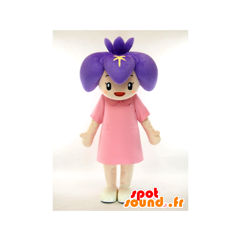 Menina com mascote flor roxa na cabeça - MASFR27322 - Yuru-Chara Mascotes japoneses