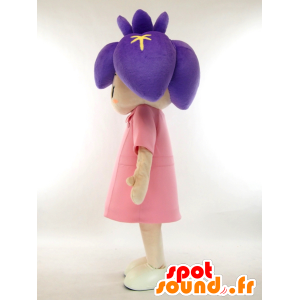 Mascotte de fillette avec une fleur violette sur la tête - MASFR27322 - Mascottes Yuru-Chara Japonaises