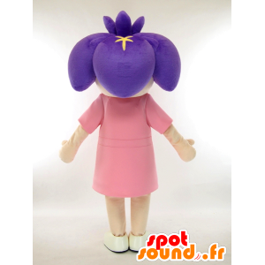 Mascotte de fillette avec une fleur violette sur la tête - MASFR27322 - Mascottes Yuru-Chara Japonaises