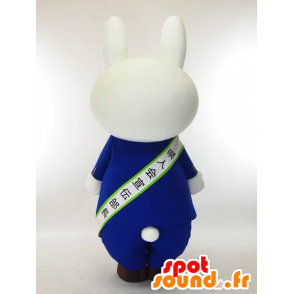 Mascotte de Usami Taro, lapin blanc avec un costume cravate - MASFR27324 - Mascottes Yuru-Chara Japonaises