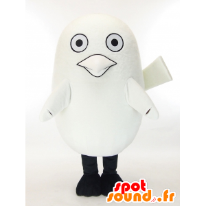 Mascotte de Karashikun, oiseau blanc avec une fermeture éclair - MASFR27326 - Mascottes Yuru-Chara Japonaises