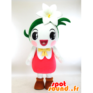 Mascot ririri, meisje, witte lelie, groen en roze - MASFR27327 - Yuru-Chara Japanse Mascottes