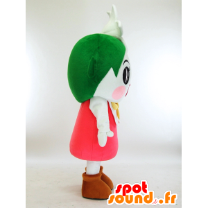 Mascot ririri, tyttö, valkoinen lilja, vihreä ja pinkki - MASFR27327 - Mascottes Yuru-Chara Japonaises