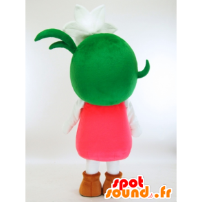Mascot ririri, tyttö, valkoinen lilja, vihreä ja pinkki - MASFR27327 - Mascottes Yuru-Chara Japonaises