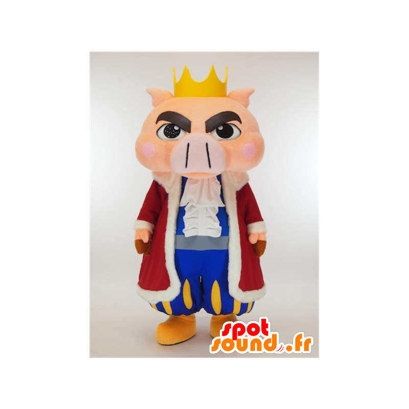 Mascotte de Butamon King, cochon rose habillé en roi - MASFR27330 - Mascottes Yuru-Chara Japonaises