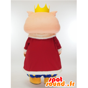 Mascotte de Butamon King, cochon rose habillé en roi - MASFR27330 - Mascottes Yuru-Chara Japonaises