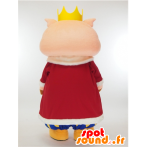 Butamon re mascotte, maiale rosa vestito come un re - MASFR27330 - Yuru-Chara mascotte giapponese