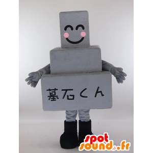 Mascotte de Tombstone-kun, pierre tombale grise et souriante - MASFR27331 - Mascottes Yuru-Chara Japonaises