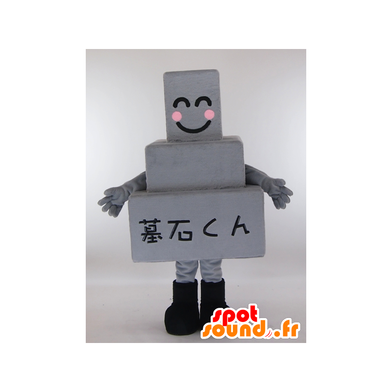 Mascotte de Tombstone-kun, pierre tombale grise et souriante - MASFR27331 - Mascottes Yuru-Chara Japonaises