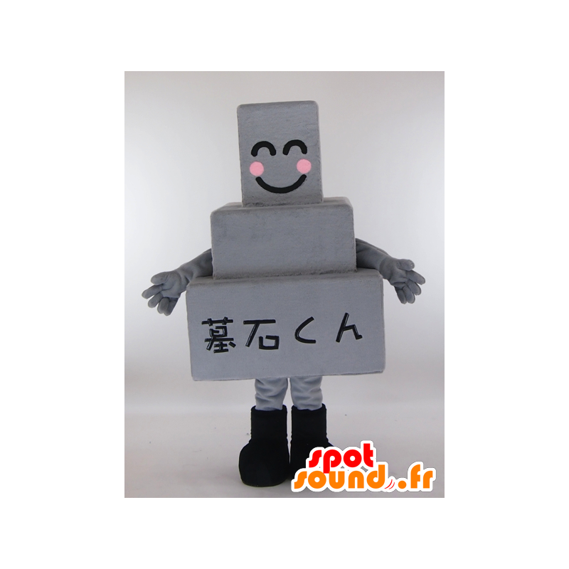 Hautakivi-kun maskotti, harmaa hautakivi ja hymyilevä - MASFR27331 - Mascottes Yuru-Chara Japonaises