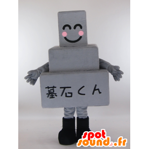 Tombstone-kun mascotte, grigio pietra tombale e sorridente - MASFR27331 - Yuru-Chara mascotte giapponese