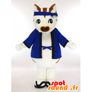 Ibukkyi mascotte, cinghiale bianco e marrone con un kimono blu - MASFR27332 - Yuru-Chara mascotte giapponese