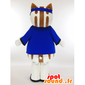 Ibukkyi mascotte, cinghiale bianco e marrone con un kimono blu - MASFR27332 - Yuru-Chara mascotte giapponese