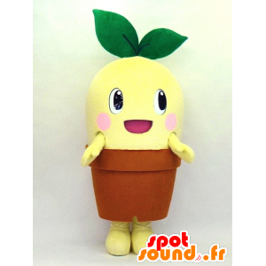 Fiore giallo mascotte in una pentola di marrone - MASFR27333 - Yuru-Chara mascotte giapponese