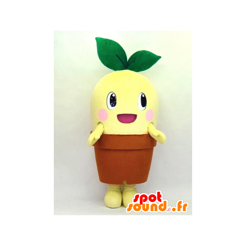 Fiore giallo mascotte in una pentola di marrone - MASFR27333 - Yuru-Chara mascotte giapponese