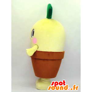 Fiore giallo mascotte in una pentola di marrone - MASFR27333 - Yuru-Chara mascotte giapponese