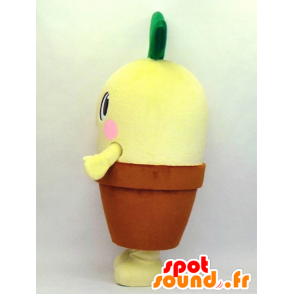 Mascotte de fleur jaune dans un pot marron - MASFR27333 - Mascottes Yuru-Chara Japonaises