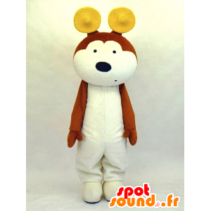 Mascot Michu, witte en bruine hond, reus en plezier - MASFR27334 - Yuru-Chara Japanse Mascottes
