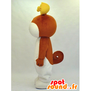 Mascotte de Michu, chien blanc et marron, géant et rigolo - MASFR27334 - Mascottes Yuru-Chara Japonaises