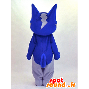 Maskot pes wolf šedá a modrá s divoký - MASFR27336 - Yuru-Chara japonské Maskoti