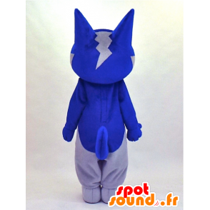 Cane mascotte lupo grigio e sguardo feroce blu - MASFR27336 - Yuru-Chara mascotte giapponese