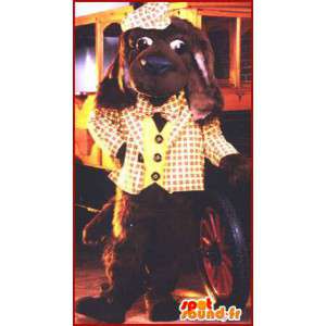 Brown cane della holding del costume giallo scozzese - MASFR007054 - Mascotte cane