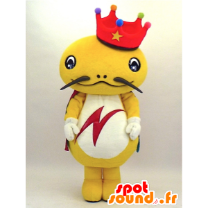 Mascotte de King salamander-kun, salamandre jaune habillée en roi - MASFR27341 - Mascottes Yuru-Chara Japonaises