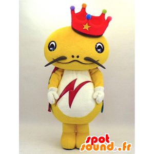 Mascot Rei salamandra-kun, salamandra amarelo vestido como um rei - MASFR27341 - Yuru-Chara Mascotes japoneses