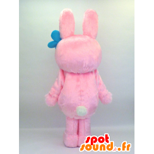 Hairy rosa Hase Maskottchen mit Blumen und großen Augen - MASFR27342 - Yuru-Chara japanischen Maskottchen