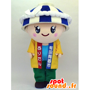 Mascot AriTaN Junge mit einer Schale auf dem Kopf - MASFR27343 - Yuru-Chara japanischen Maskottchen