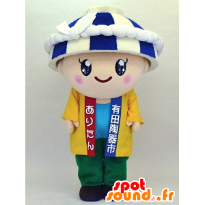 Mascot Aritan jongen met een kom op het hoofd - MASFR27343 - Yuru-Chara Japanse Mascottes