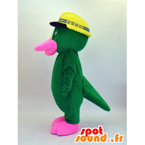 Mascotte de Wakkun, ornithorynque vert et rose avec un casque - MASFR27345 - Mascottes Yuru-Chara Japonaises