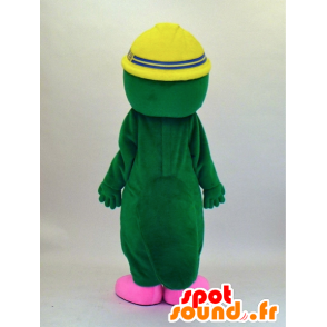 Mascotte de Wakkun, ornithorynque vert et rose avec un casque - MASFR27345 - Mascottes Yuru-Chara Japonaises