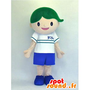 Mascotte Kid Deryi, ragazzo atletico con i capelli verdi - MASFR27346 - Yuru-Chara mascotte giapponese