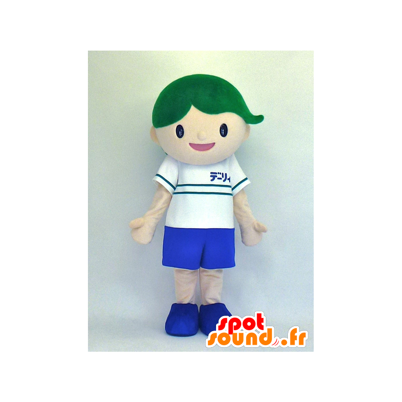 Mascot Kid Deryi, muchacho atlético con el pelo verde - MASFR27346 - Yuru-Chara mascotas japonesas