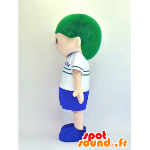 Mascotte Kid Deryi, ragazzo atletico con i capelli verdi - MASFR27346 - Yuru-Chara mascotte giapponese