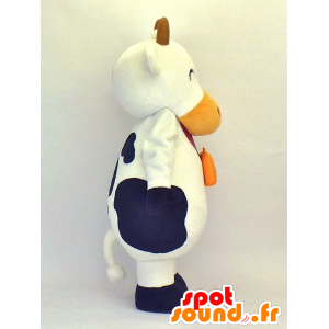 Mascotte de Moo-cow chan, vache noire et blanche, à l'air rieur - MASFR27347 - Mascottes Yuru-Chara Japonaises