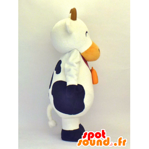 Moo-cow chan maskot, sort og hvid ko, griner - Spotsound maskot