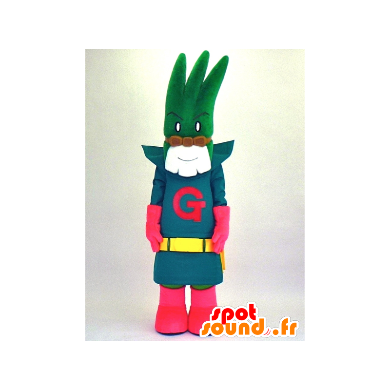 Mascot Negiman, grøn løg, superhelt - Spotsound maskot kostume